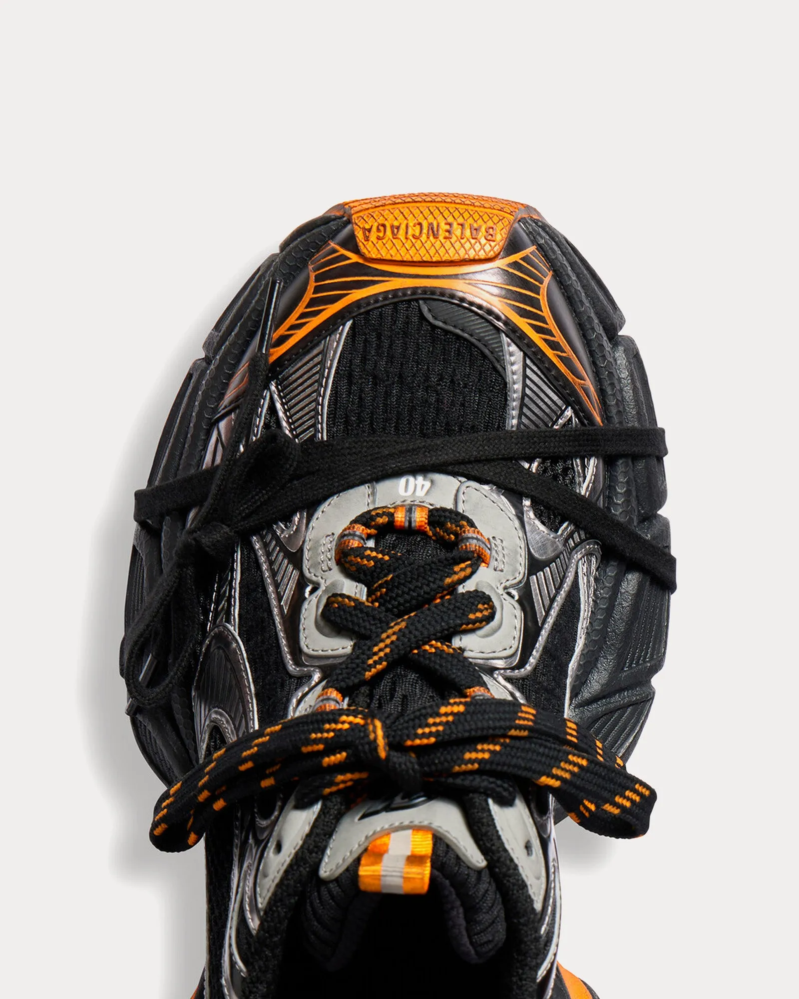 3XL Mesh & Polyurethane Black / Orange / Grey Low Top Sneakers