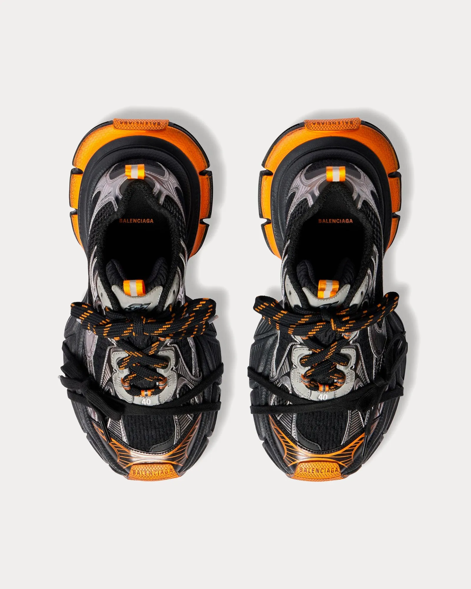 3XL Mesh & Polyurethane Black / Orange / Grey Low Top Sneakers