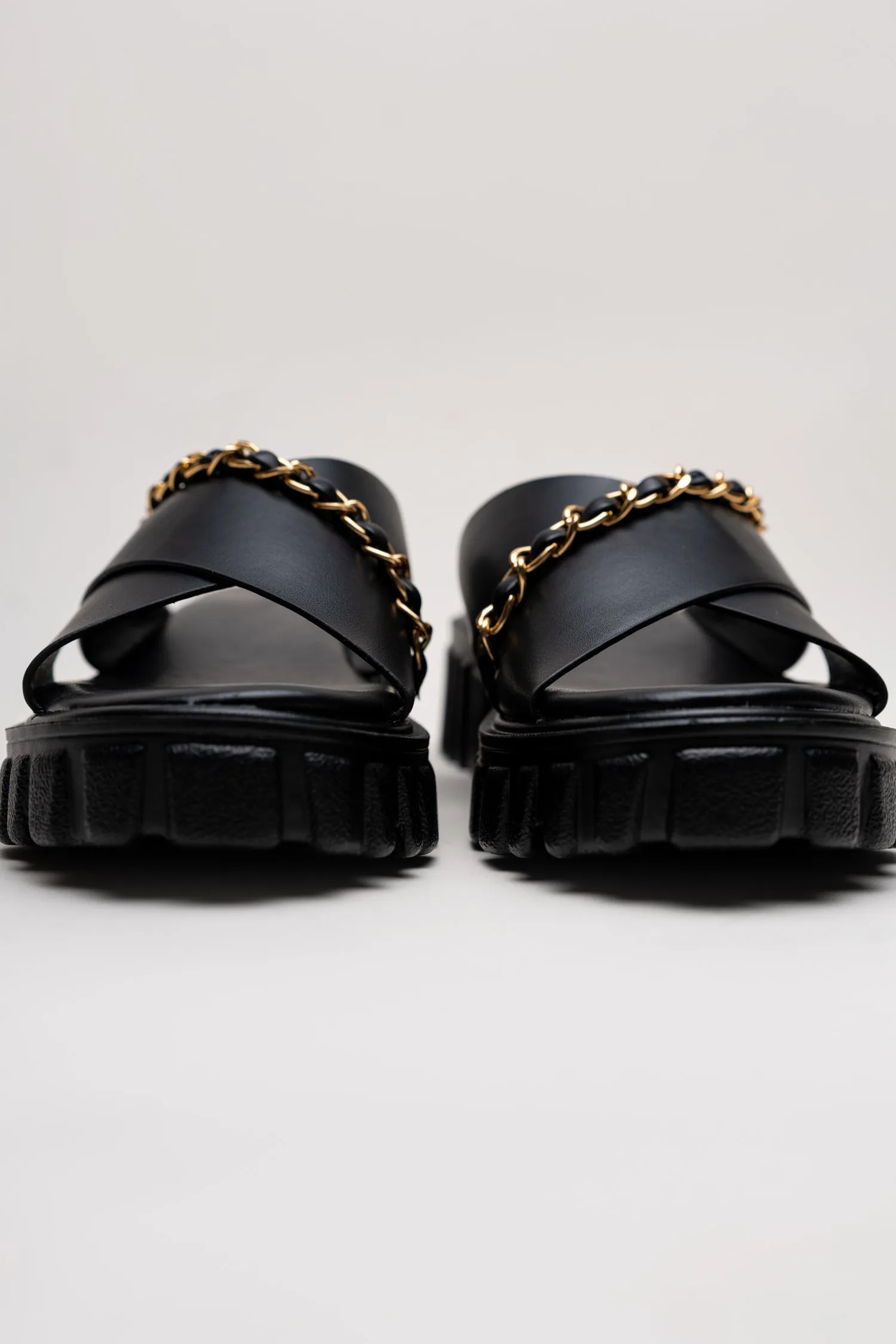 Black Chunky Flats