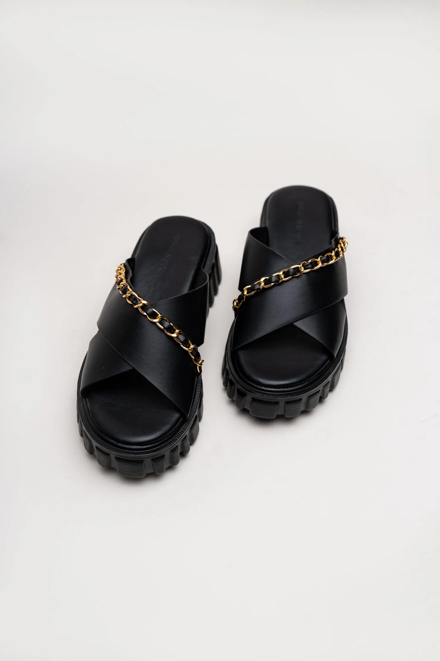 Black Chunky Flats