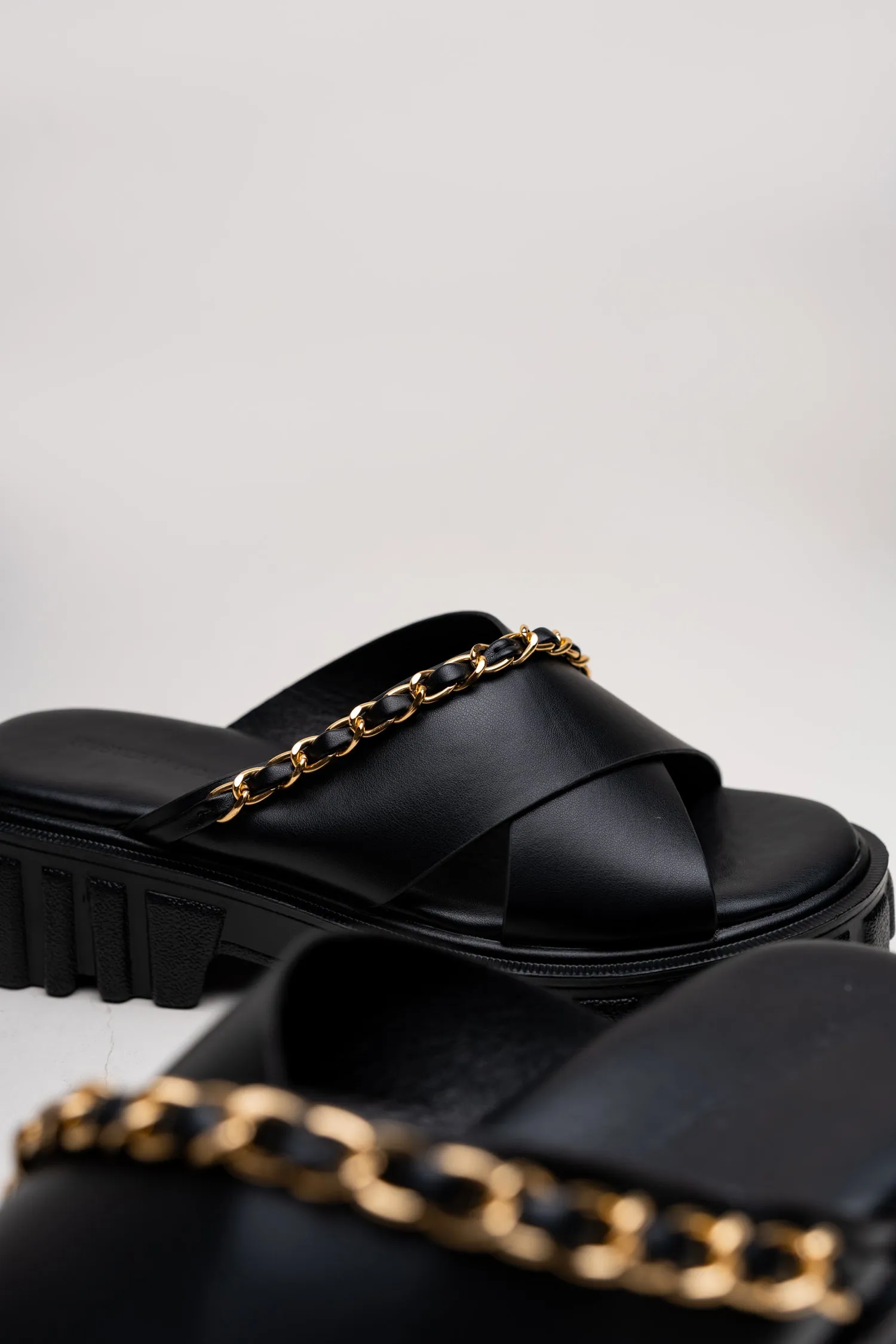 Black Chunky Flats