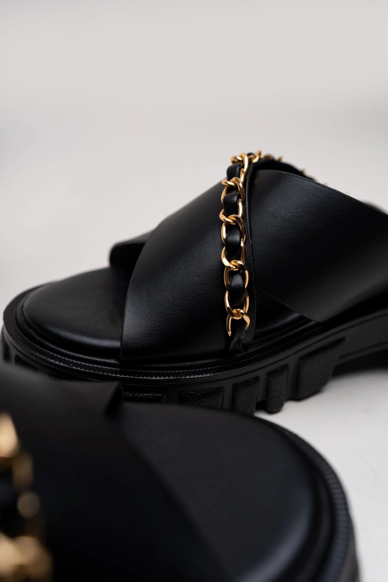 Black Chunky Flats