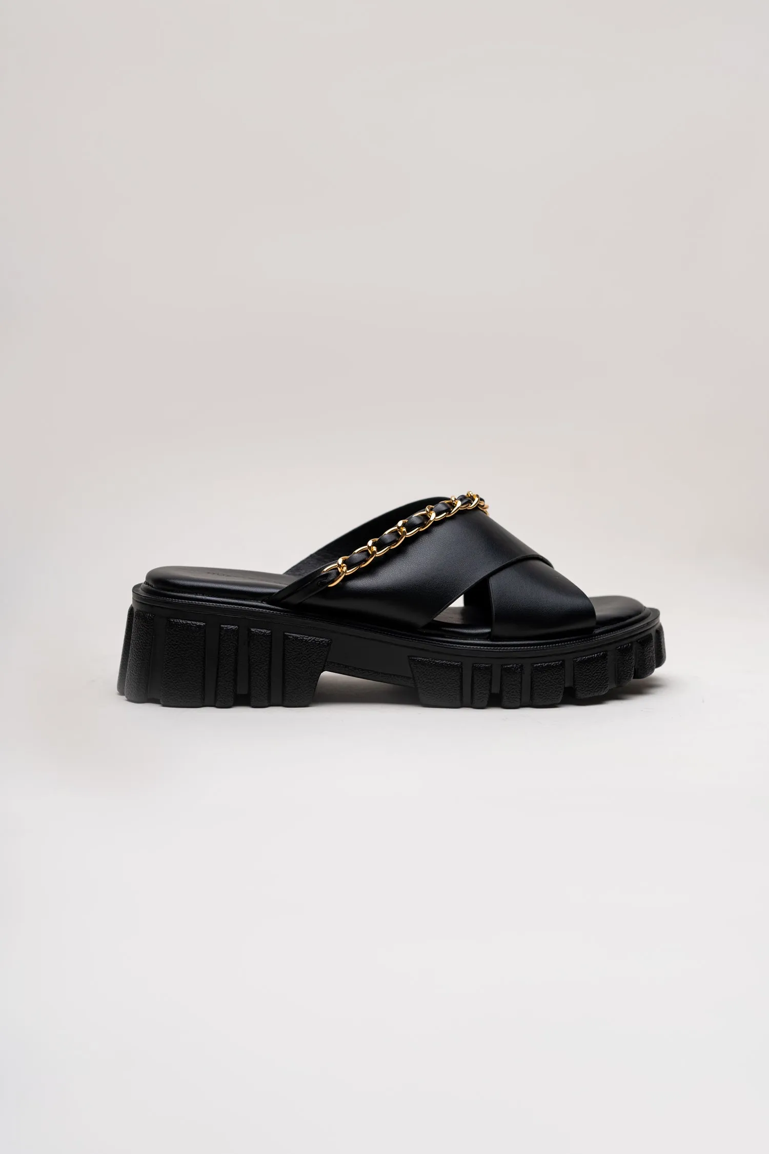 Black Chunky Flats