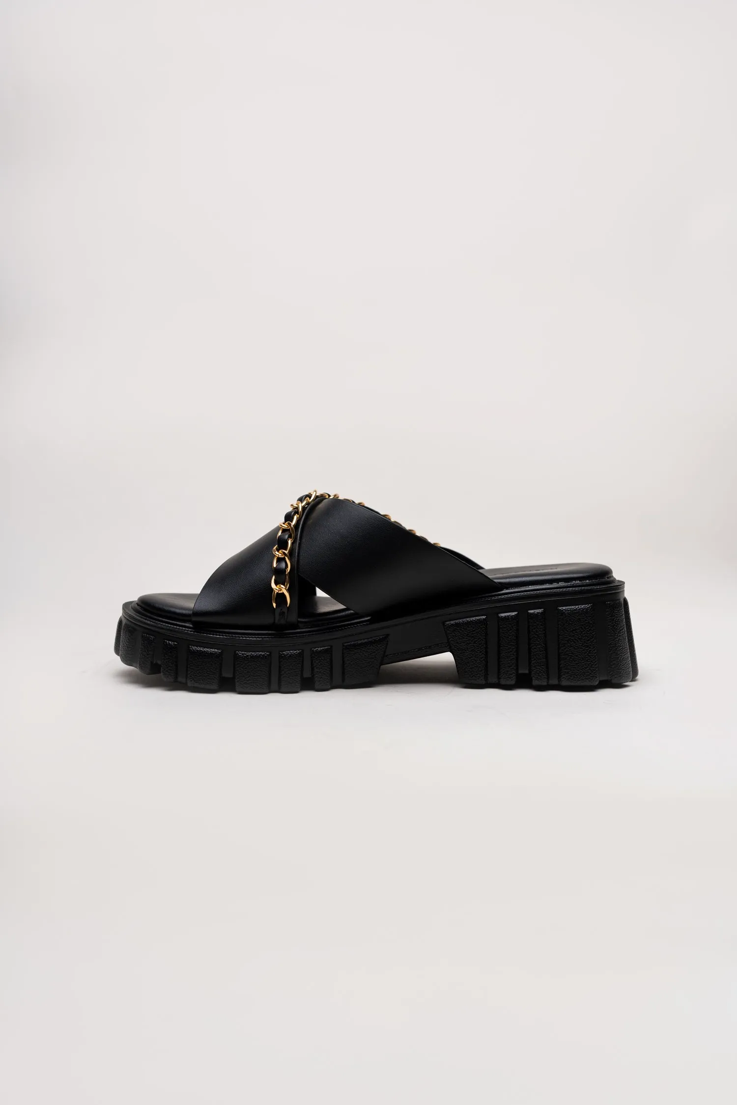 Black Chunky Flats
