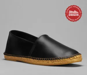 Black leather espadrille