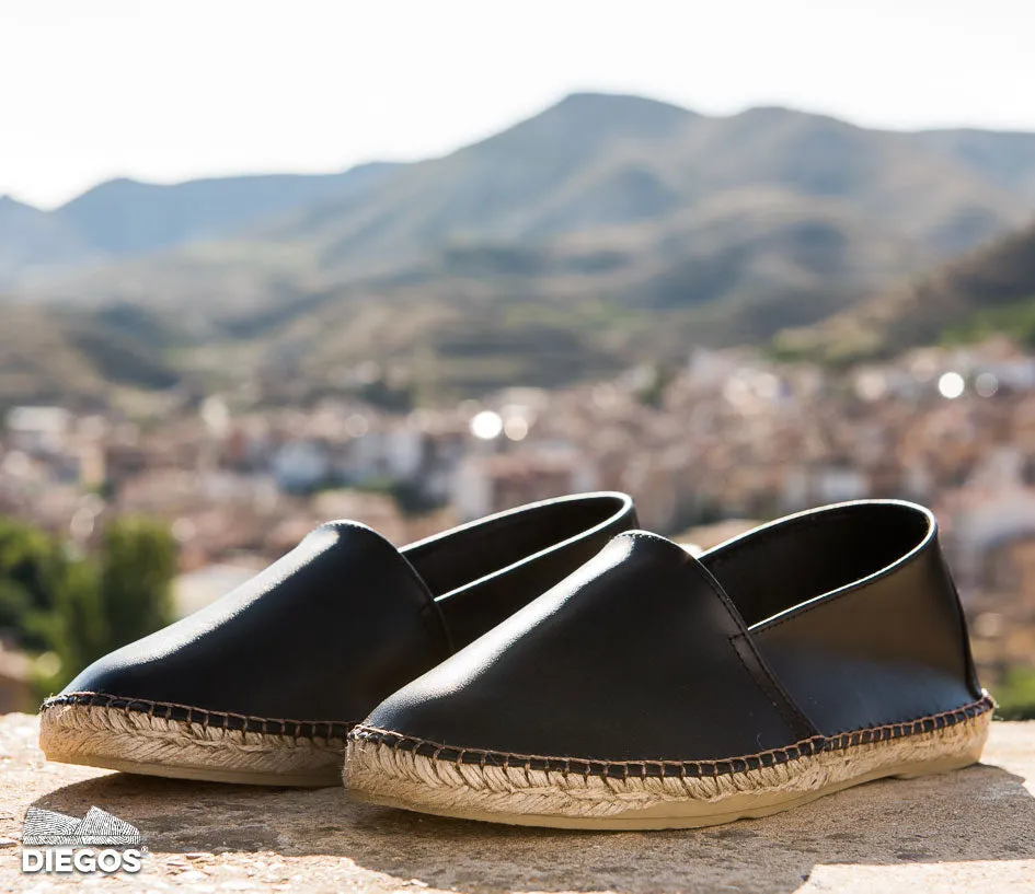 Black leather espadrille