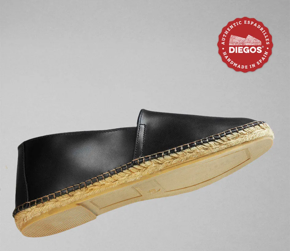 Black leather espadrille