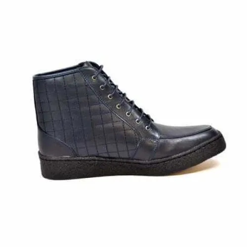 British Walkers Extreme Navy Blue Leather High Top With Crepe Sole High Tops