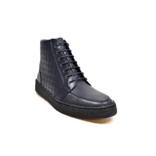 British Walkers Extreme Navy Blue Leather High Top With Crepe Sole High Tops