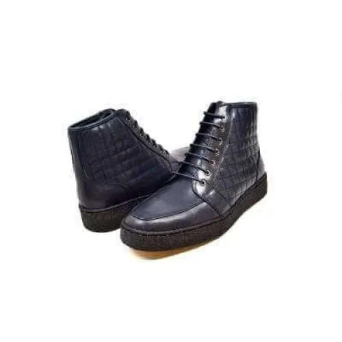 British Walkers Extreme Navy Blue Leather High Top With Crepe Sole High Tops