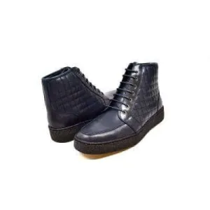 British Walkers Extreme Navy Blue Leather High Top With Crepe Sole High Tops