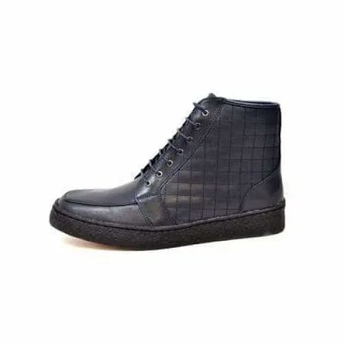 British Walkers Extreme Navy Blue Leather High Top With Crepe Sole High Tops