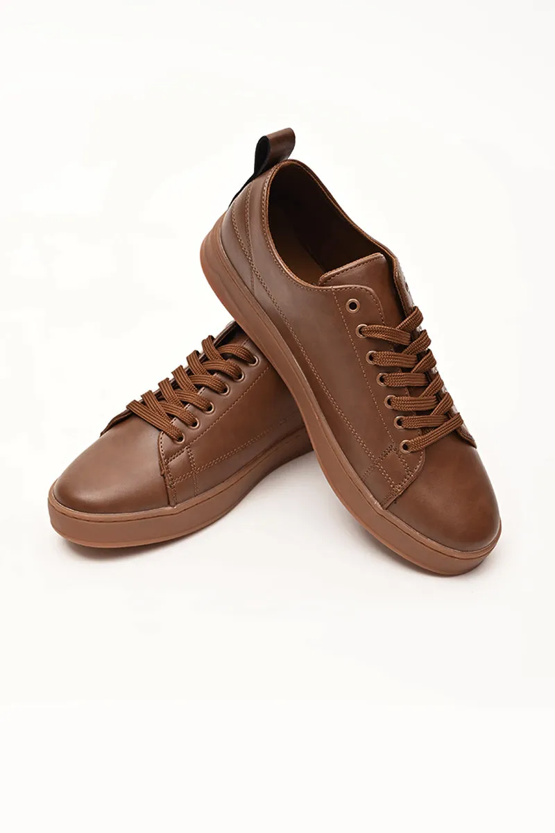 Brown Solid Sneakers