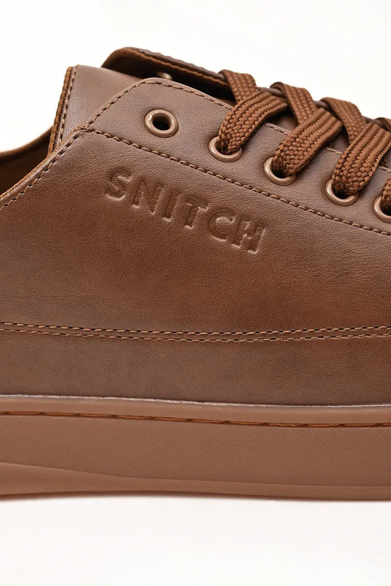 Brown Solid Sneakers