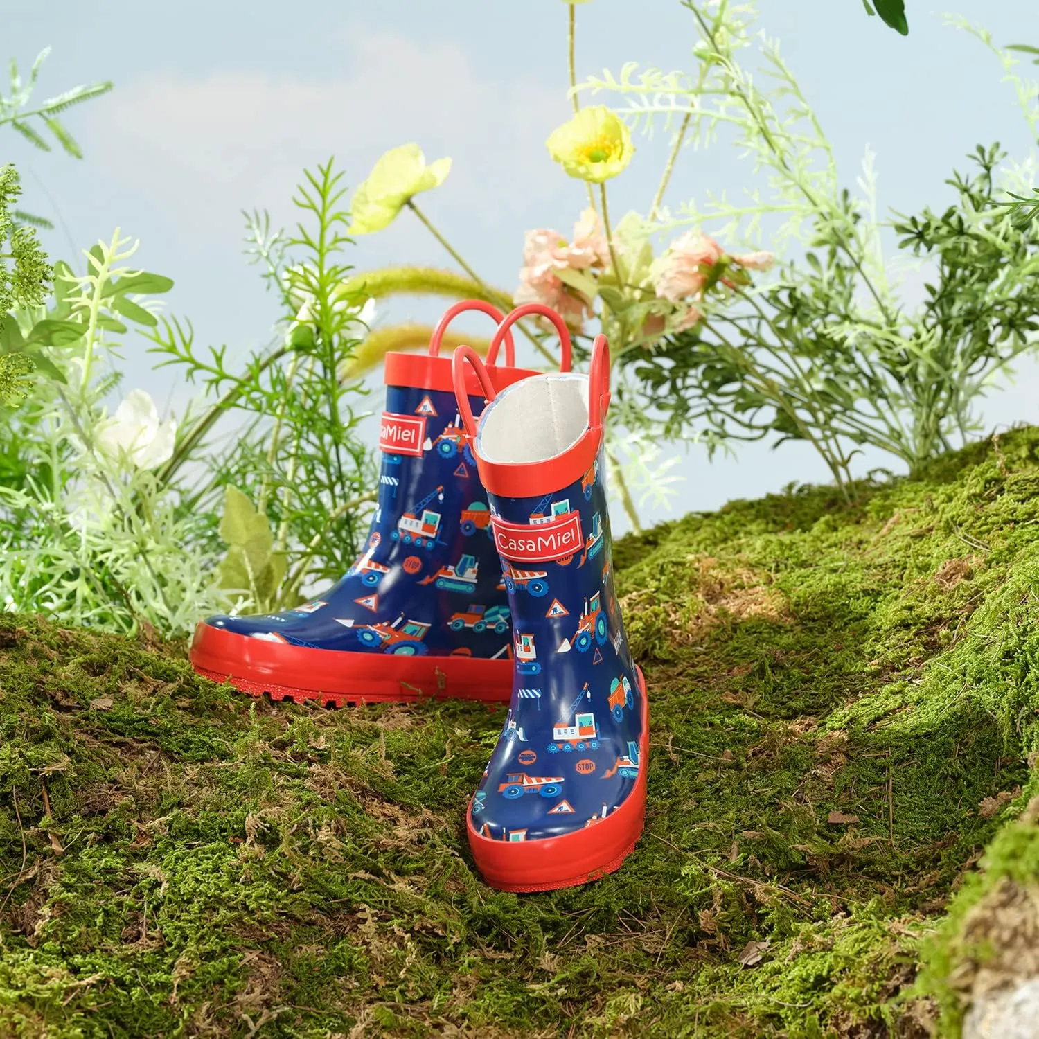 CasaMiel Toddler Rain Boots for Kids Unisex Kids Rain Boots for Boys and Girls, Handmade Natural Rubber Rain Boots for Children Botas Para Nios