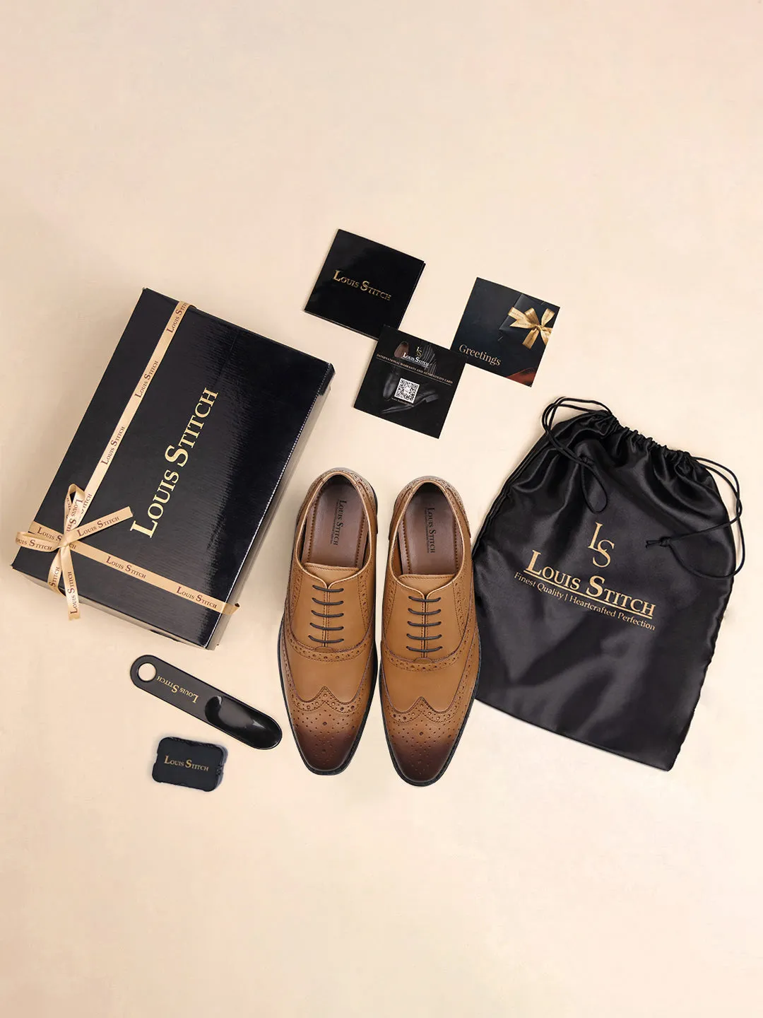Egyptian Crust Leather Wingtip Brogue British Tan Shoes for Men