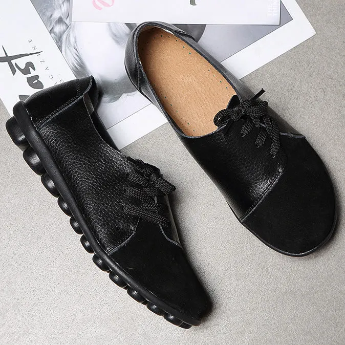 elveswallet Brushed leather Diagonal lace-up Garden Shoes