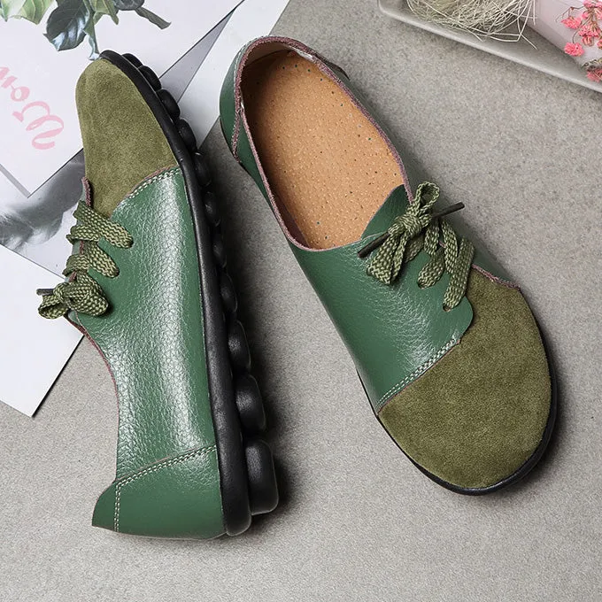 elveswallet Brushed leather Diagonal lace-up Garden Shoes