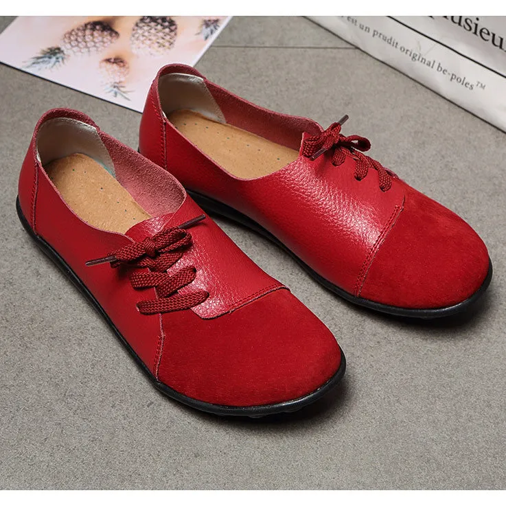 elveswallet Brushed leather Diagonal lace-up Garden Shoes