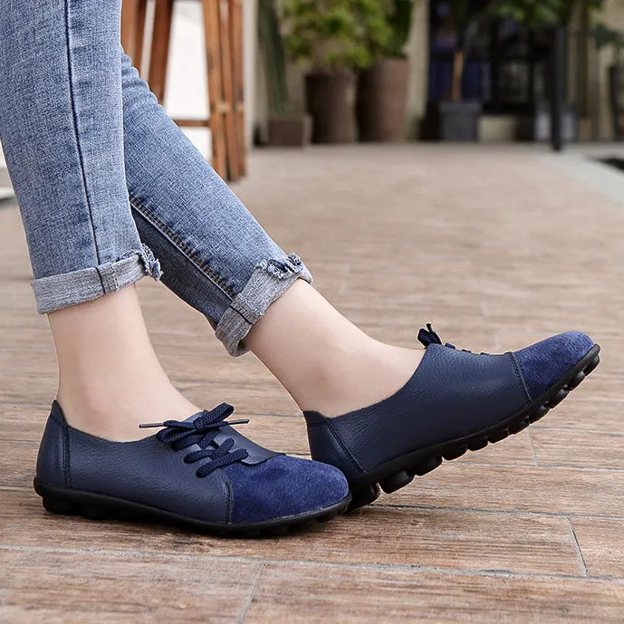 elveswallet Brushed leather Diagonal lace-up Garden Shoes