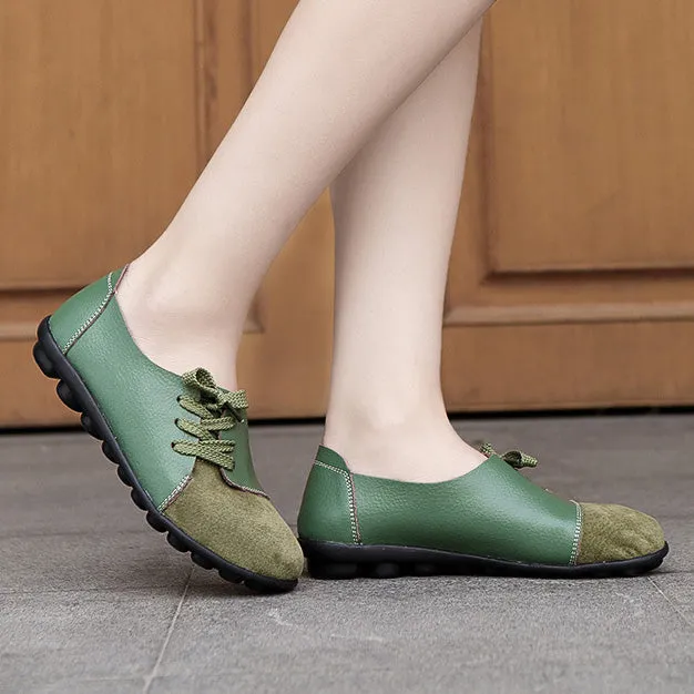 elveswallet Brushed leather Diagonal lace-up Garden Shoes