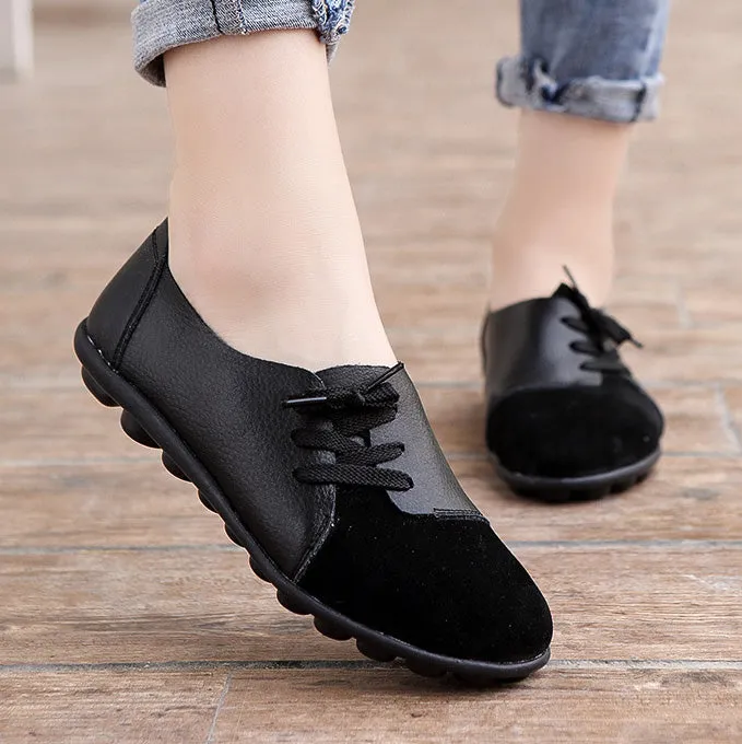 elveswallet Brushed leather Diagonal lace-up Garden Shoes