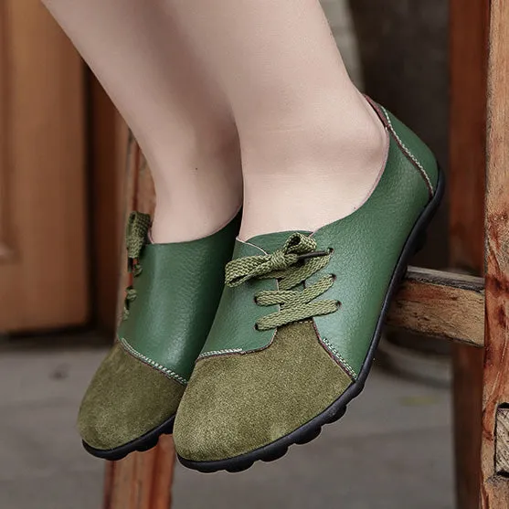 elveswallet Brushed leather Diagonal lace-up Garden Shoes