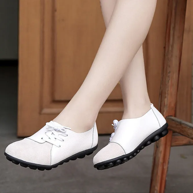 elveswallet Brushed leather Diagonal lace-up Garden Shoes