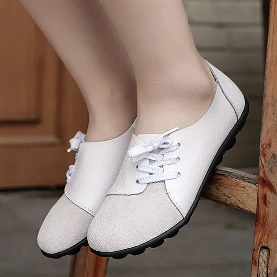 elveswallet Brushed leather Diagonal lace-up Garden Shoes