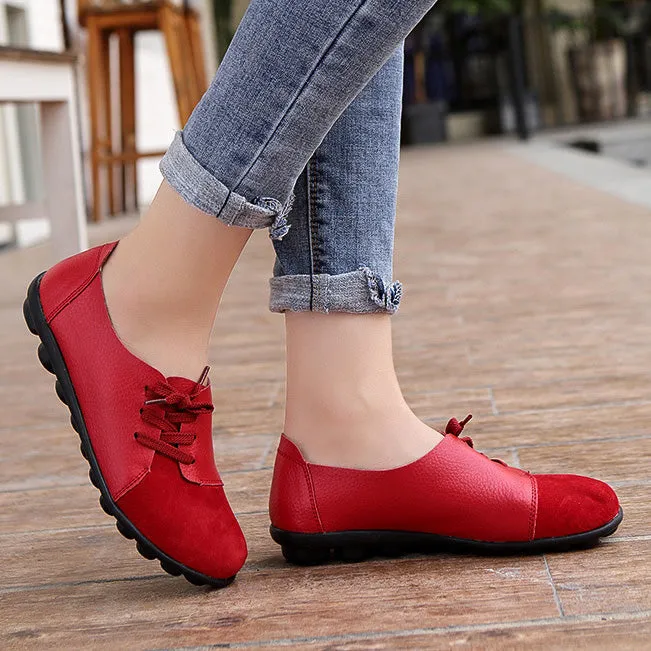 elveswallet Brushed leather Diagonal lace-up Garden Shoes