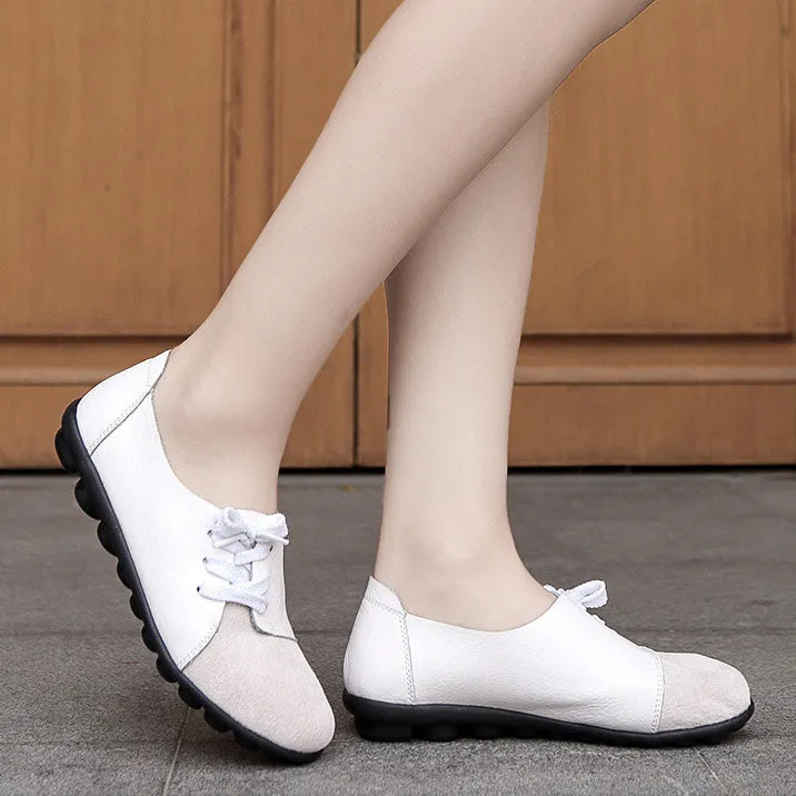 elveswallet Brushed leather Diagonal lace-up Garden Shoes