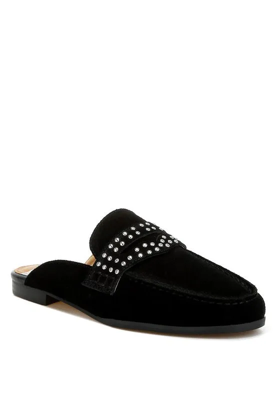 Eve Park Stud Embellished Penny Strap Mules **This item has free shipping.**