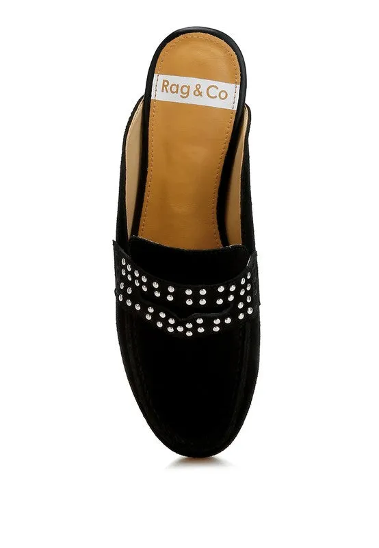 Eve Park Stud Embellished Penny Strap Mules **This item has free shipping.**