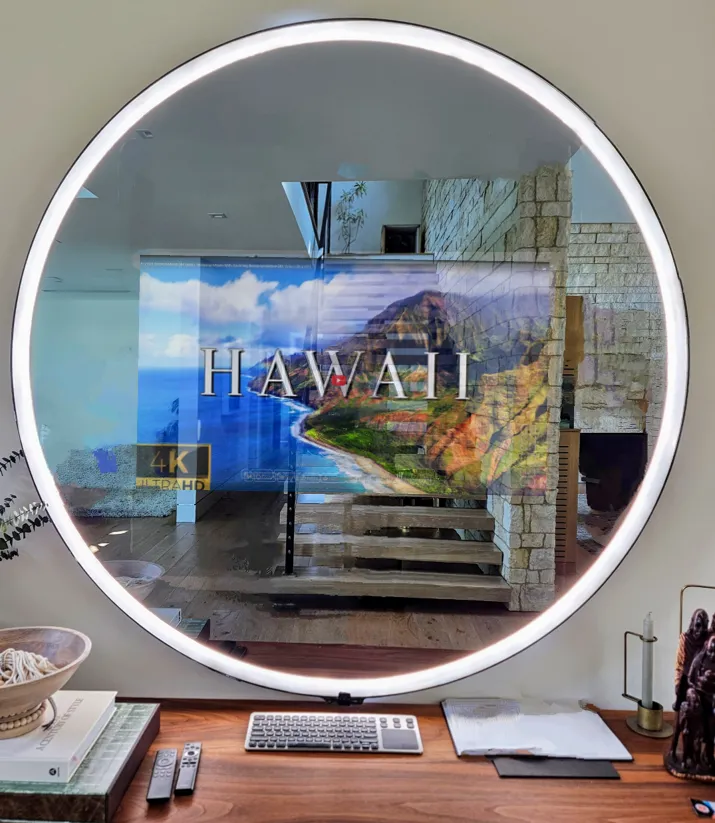 Frameless Android DAKboard Touchscreen Smart Vanity Mirror - 32" Samsung QLED - 36" X 24" X 2"