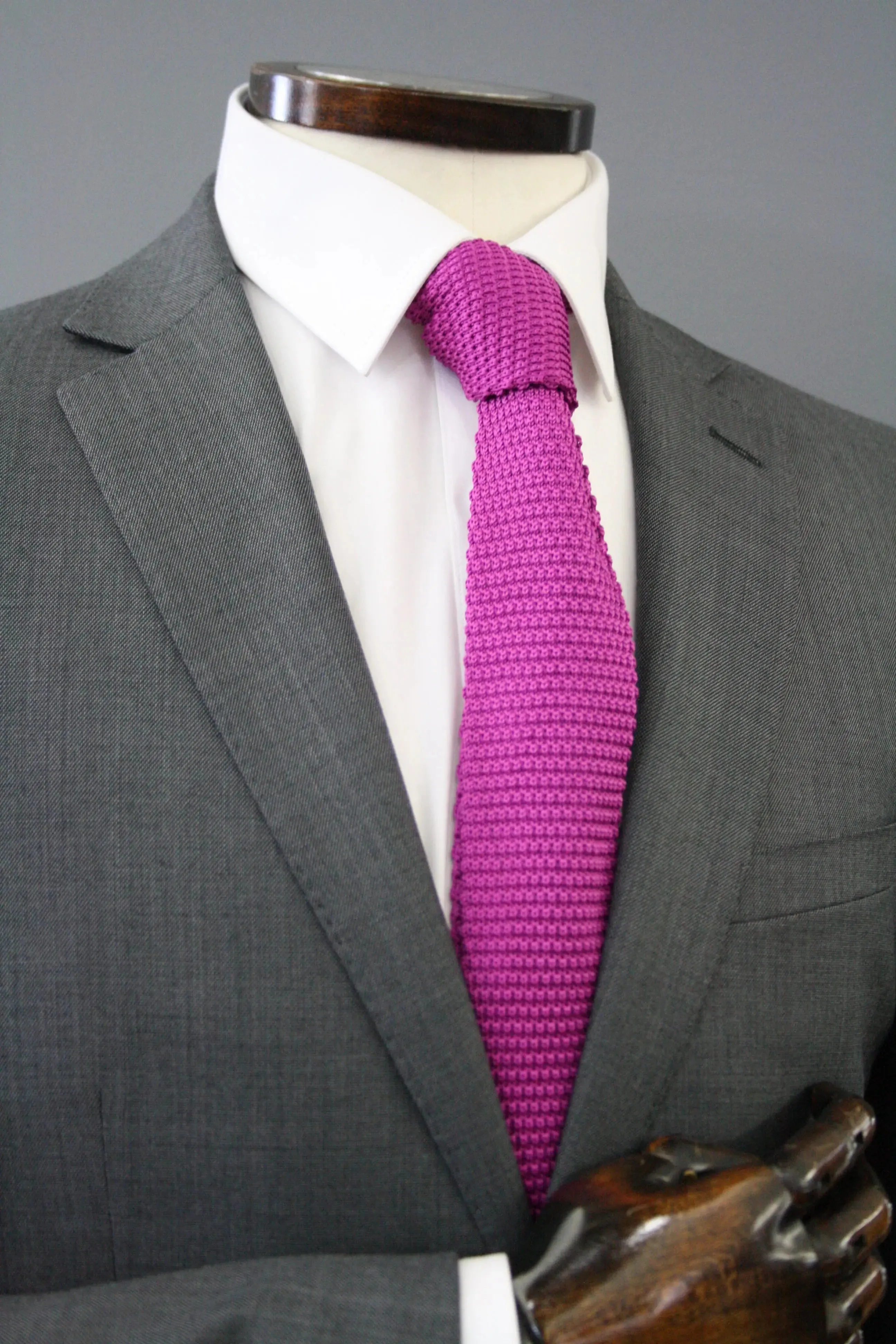 Fuchsia Pink Knitted Silk Tie