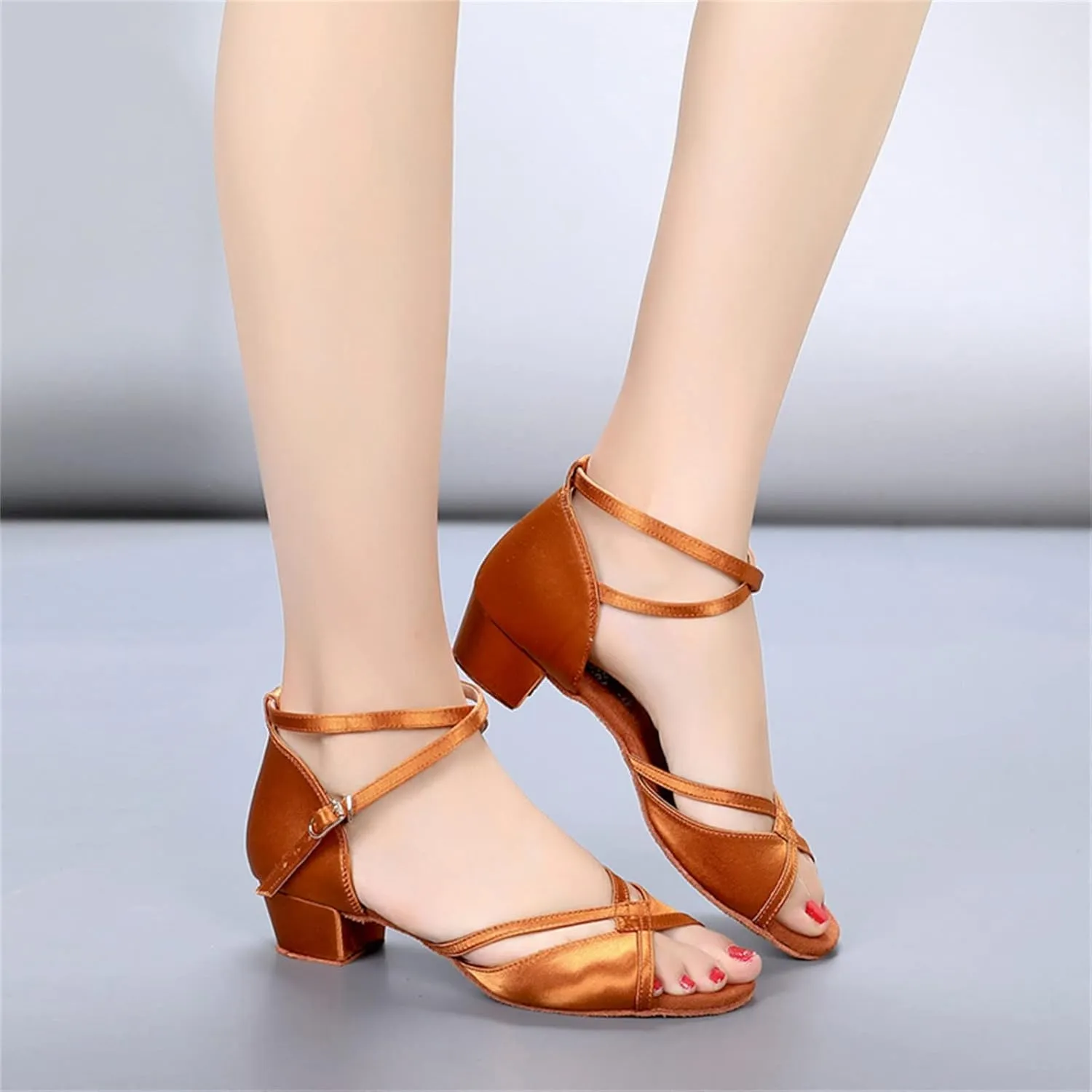 Glitter Children Girl's Rhinestone Ballroom Latin Tango Dance Shoes Heeled Shoes Ballroom Shoes Dancing Kid Shoes Size 8