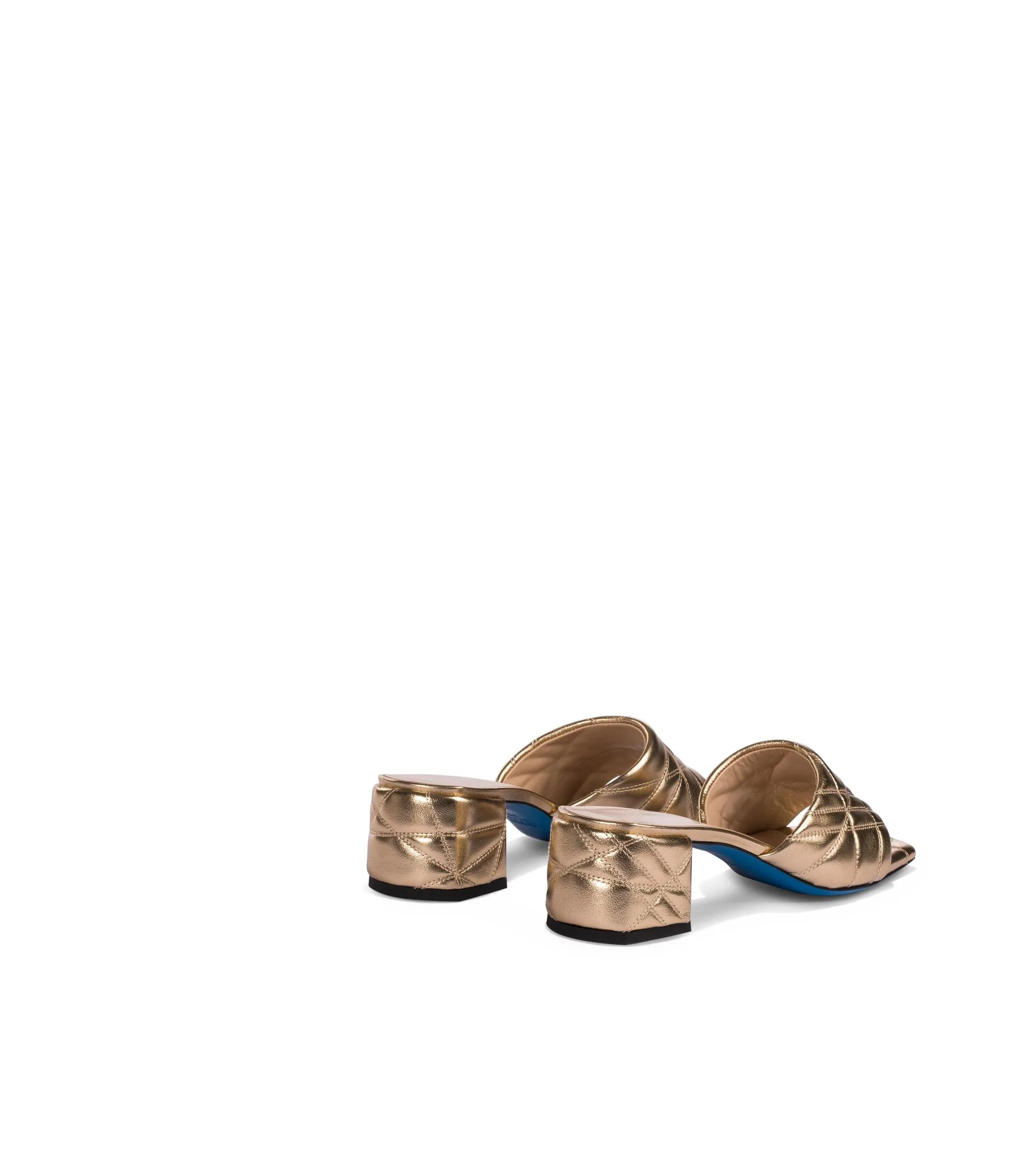 Gold-tone quilted nappa leather mules