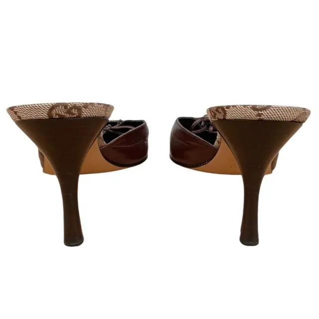 Gucci Monogram Canvas Heeled Mules UK 5