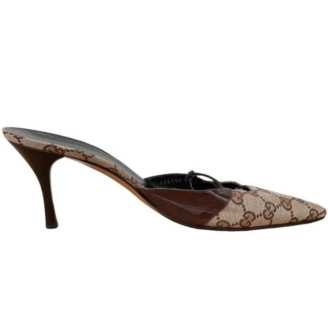 Gucci Monogram Canvas Heeled Mules UK 5