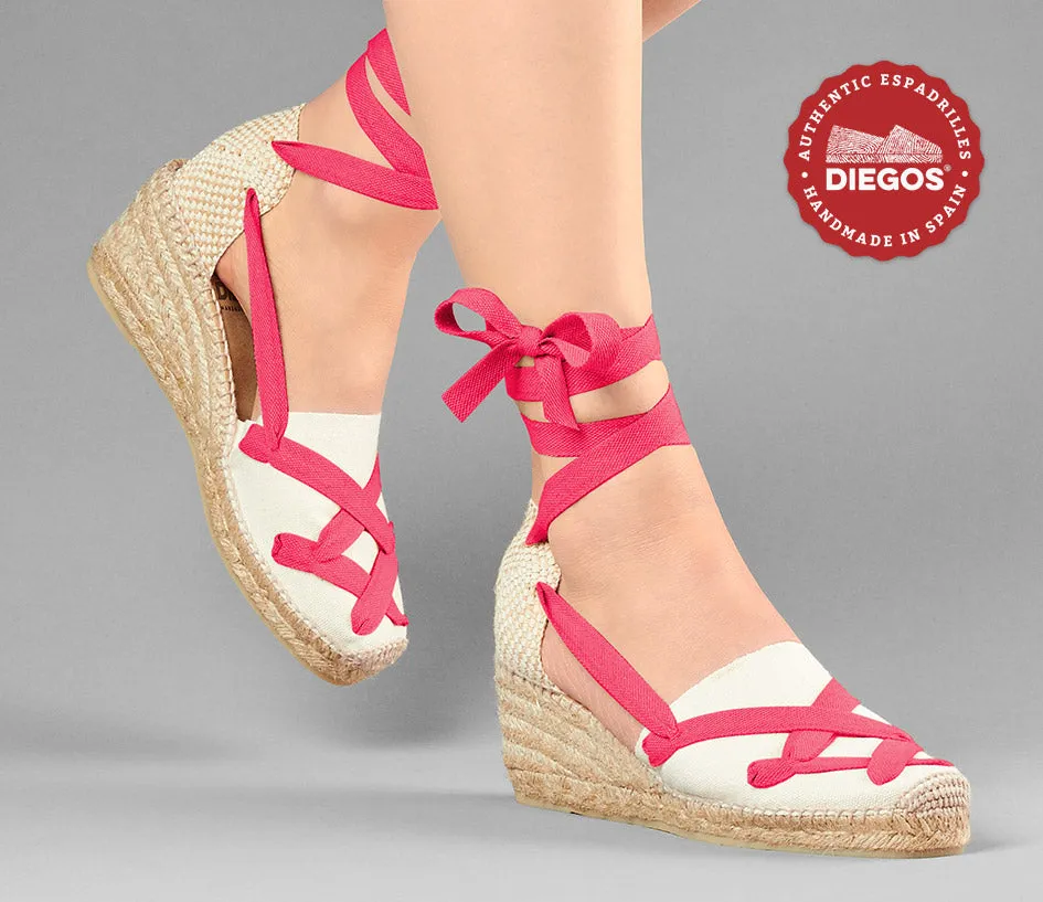 Ivory Lola high wedge classic laces espadrilles