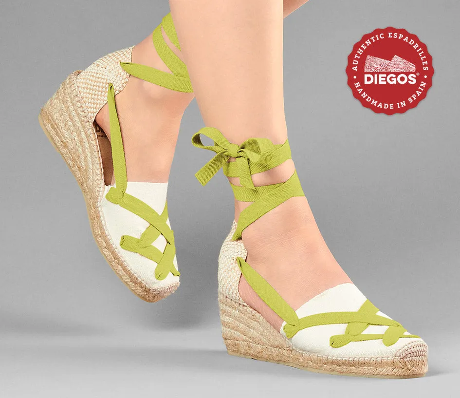 Ivory Lola high wedge classic laces espadrilles