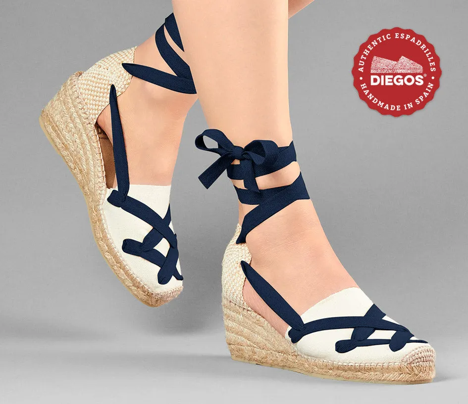 Ivory Lola high wedge classic laces espadrilles