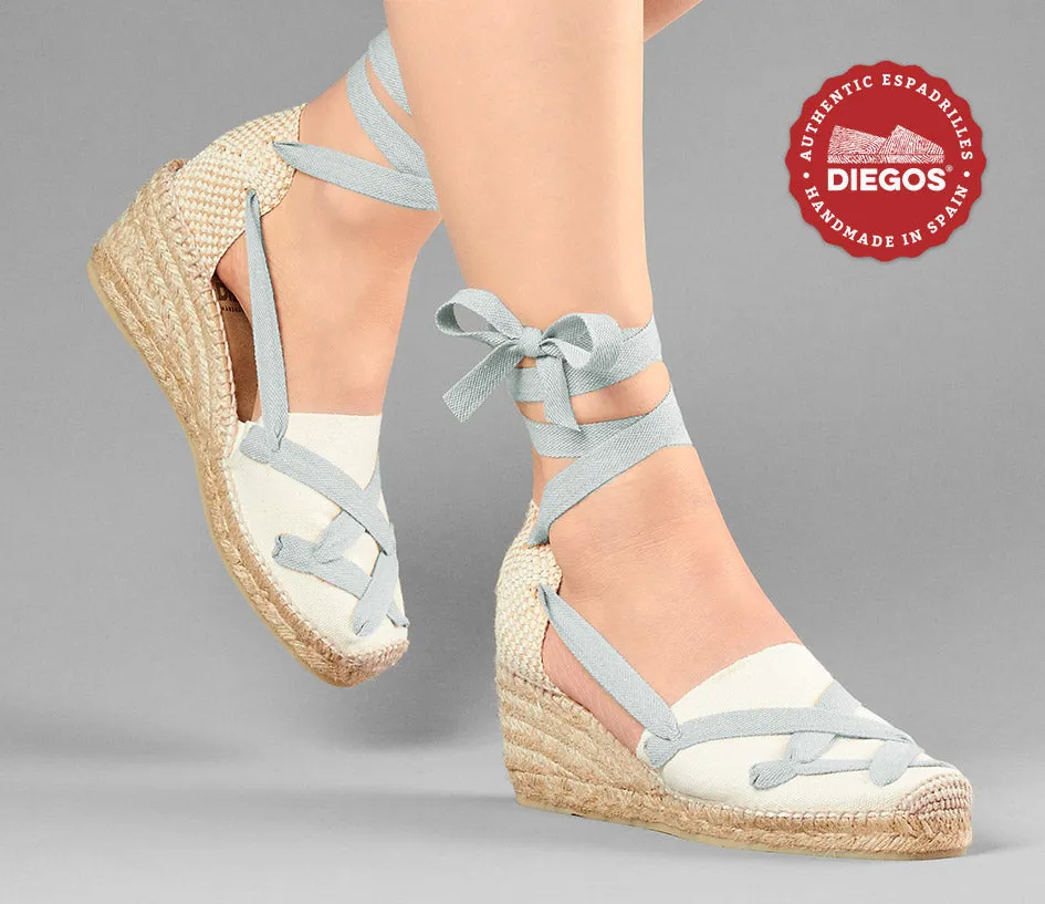Ivory Lola high wedge classic laces espadrilles