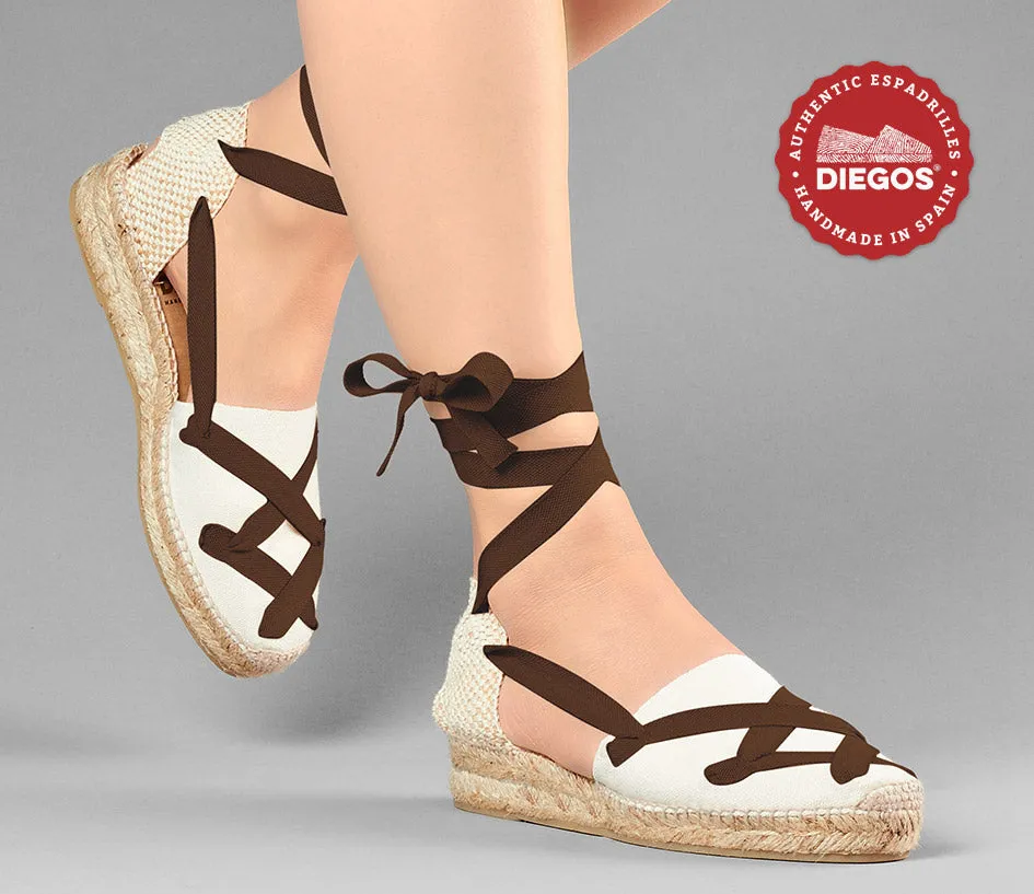 Ivory Lola low wedge classic laces espadrilles