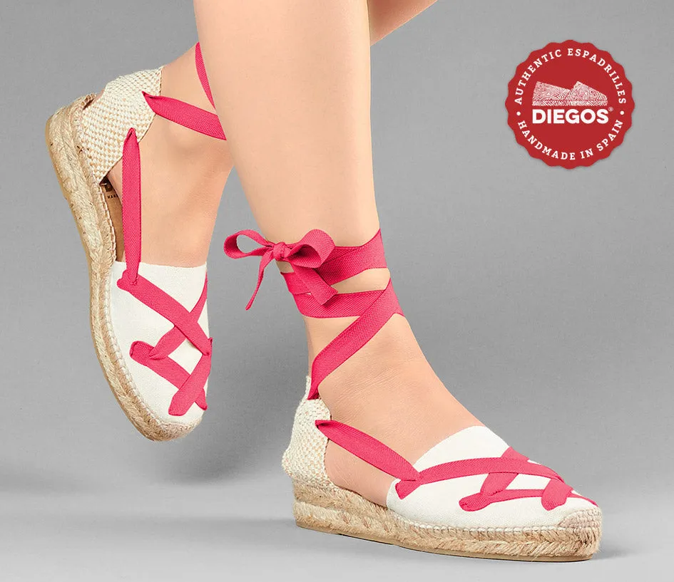 Ivory Lola low wedge classic laces espadrilles