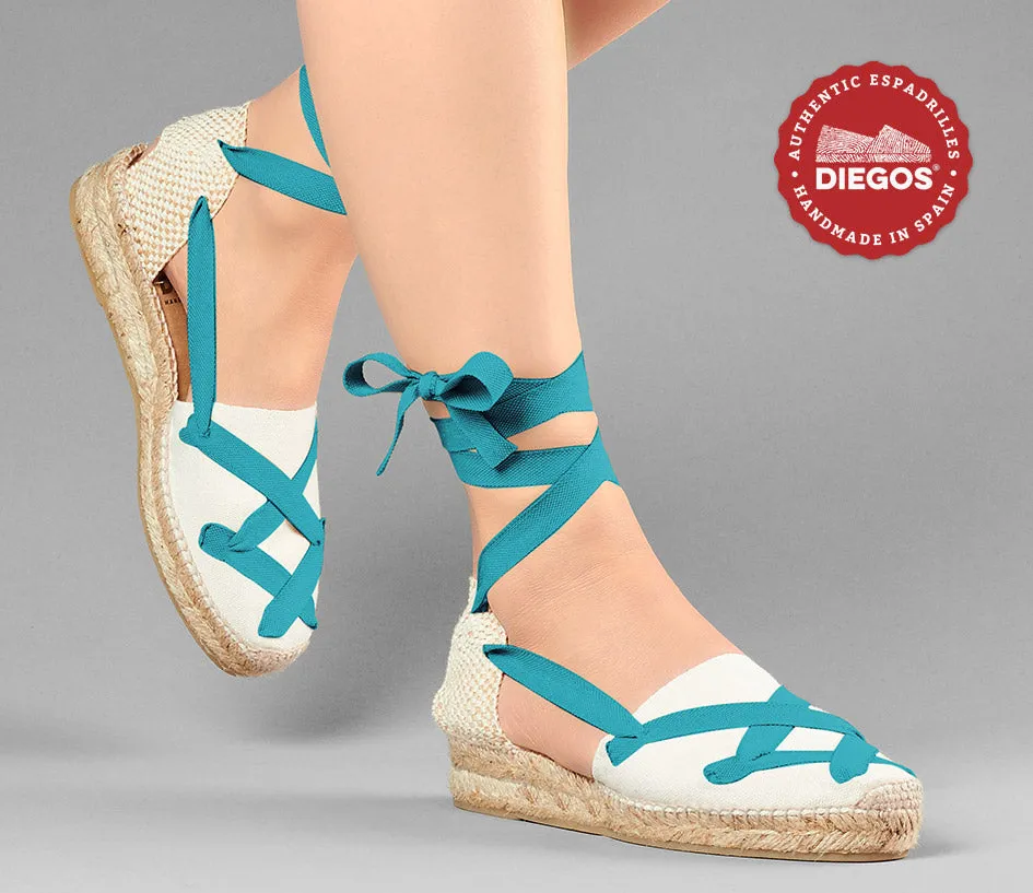 Ivory Lola low wedge classic laces espadrilles