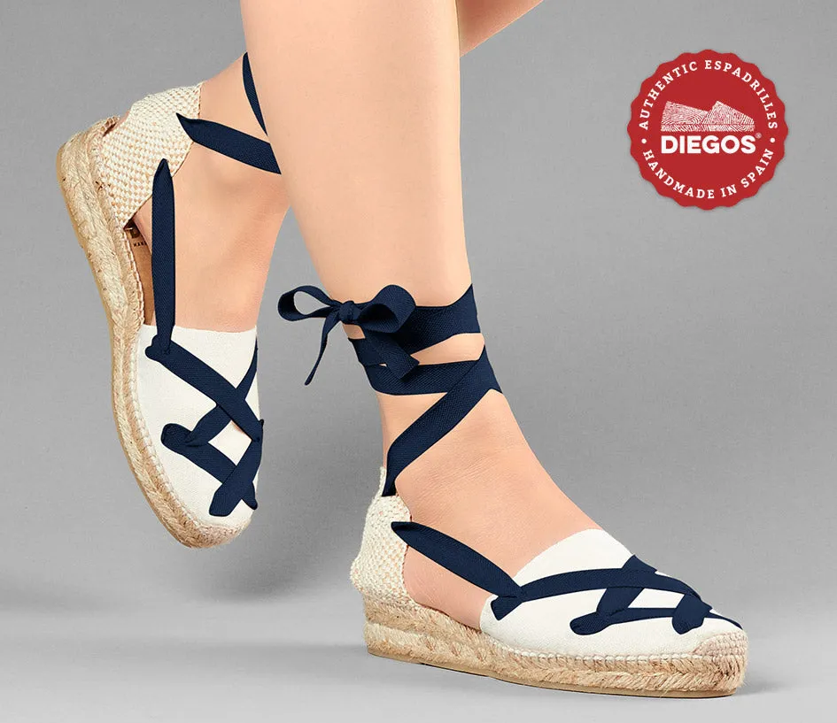 Ivory Lola low wedge classic laces espadrilles