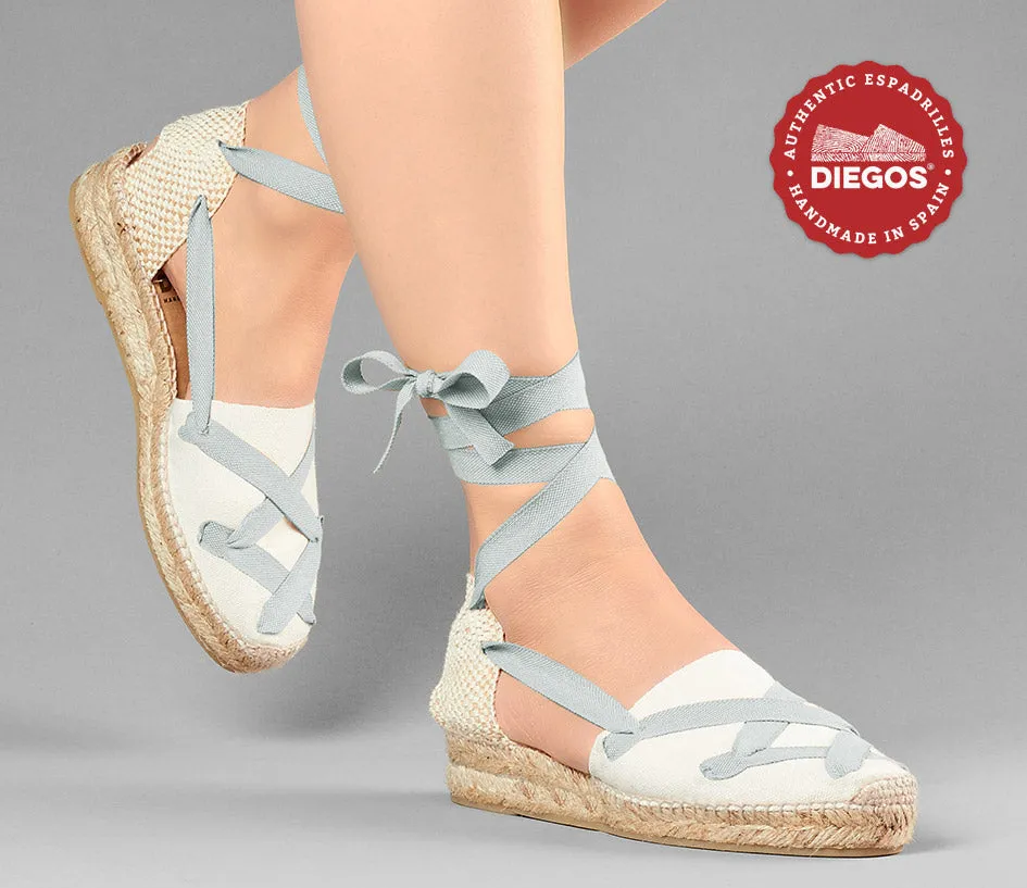 Ivory Lola low wedge classic laces espadrilles