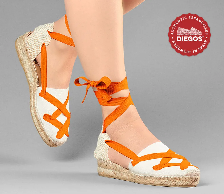 Ivory Lola low wedge classic laces espadrilles