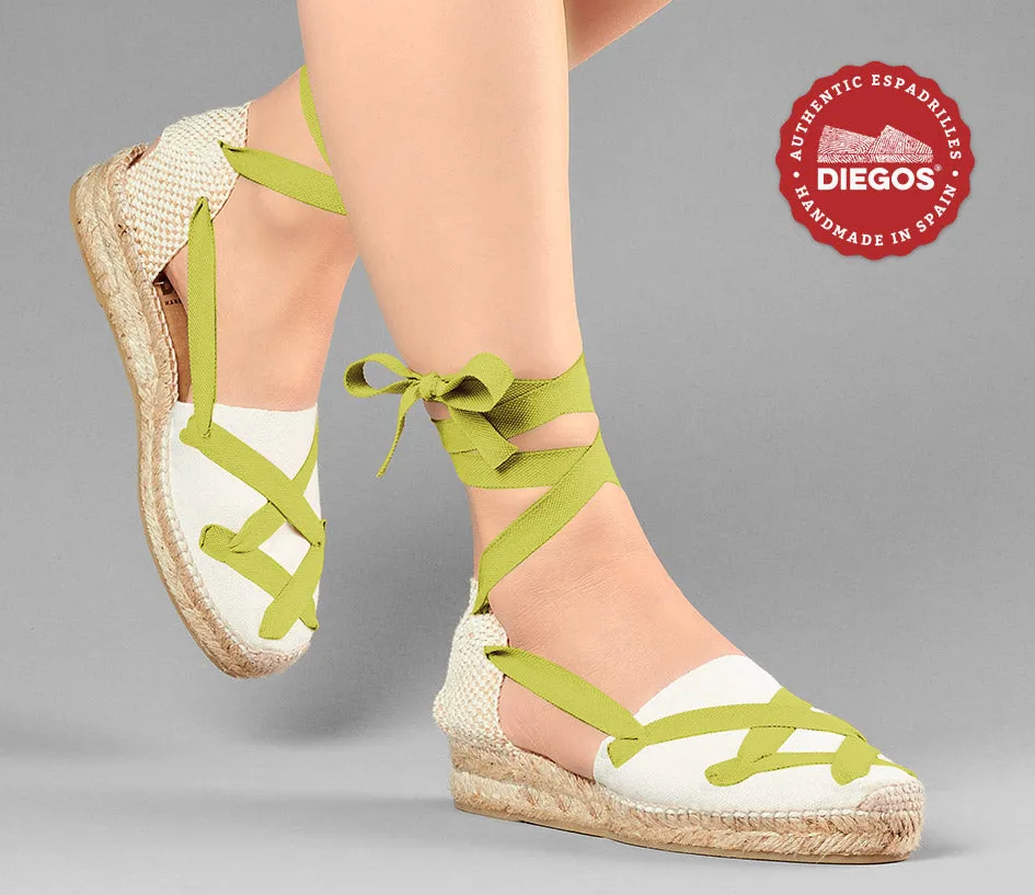 Ivory Lola low wedge classic laces espadrilles